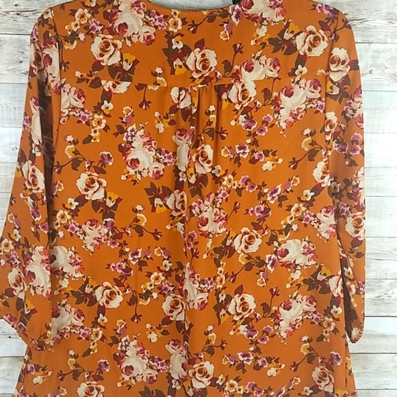 Zac & Rachel, Rust and black top, v-neck, petite - Picture 3 of 8